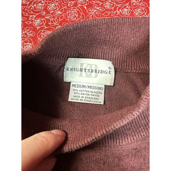 Vintage Knightsbridge Men's Knit Sweater Maroon Size Medium V1 - Picture 4 of 5